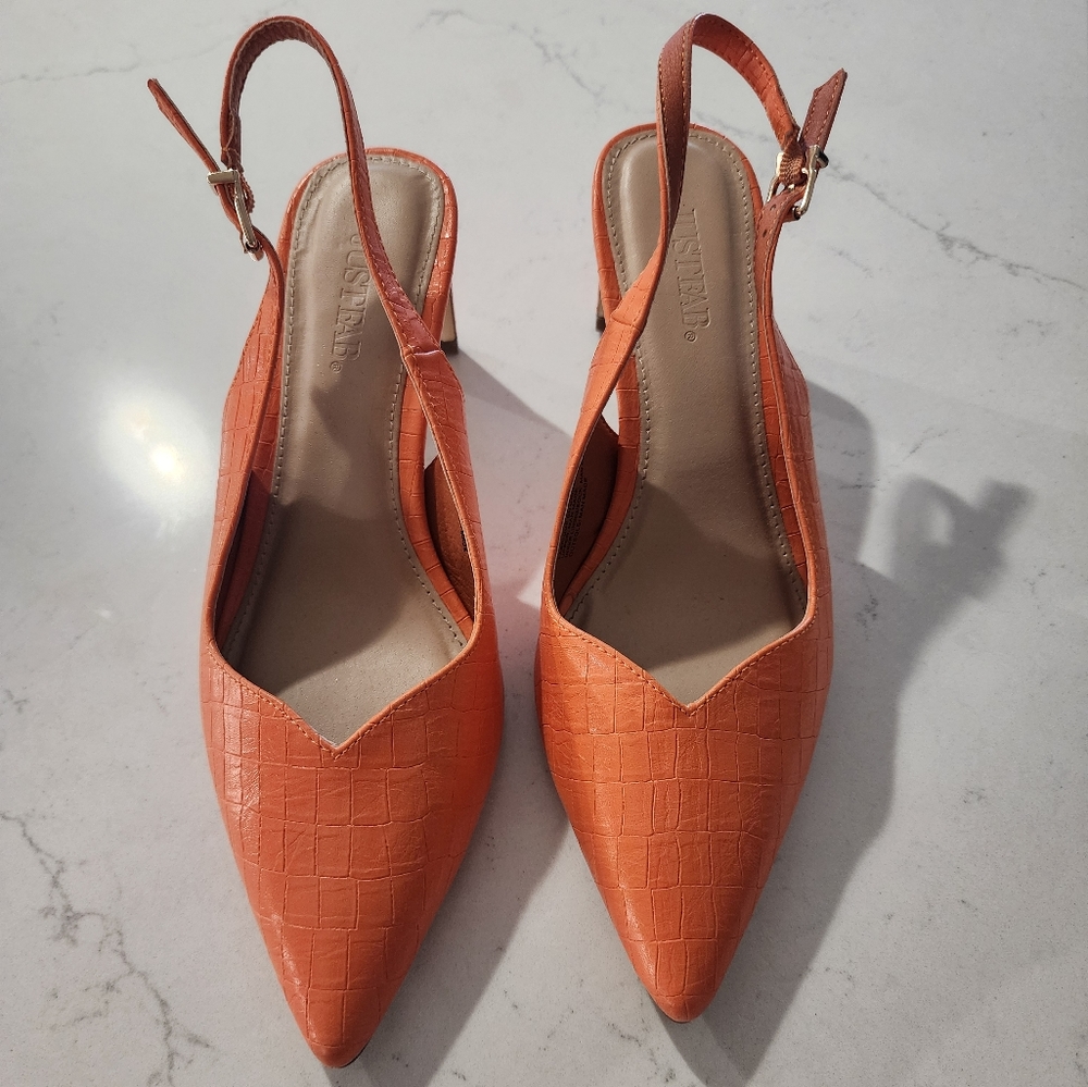Orange sling backs